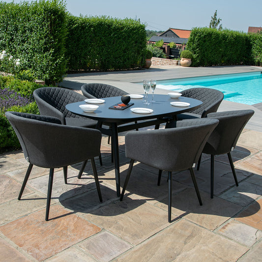 Maze - Outdoor Fabric Ambition 6 Seat Oval Dining Set - Charcoal