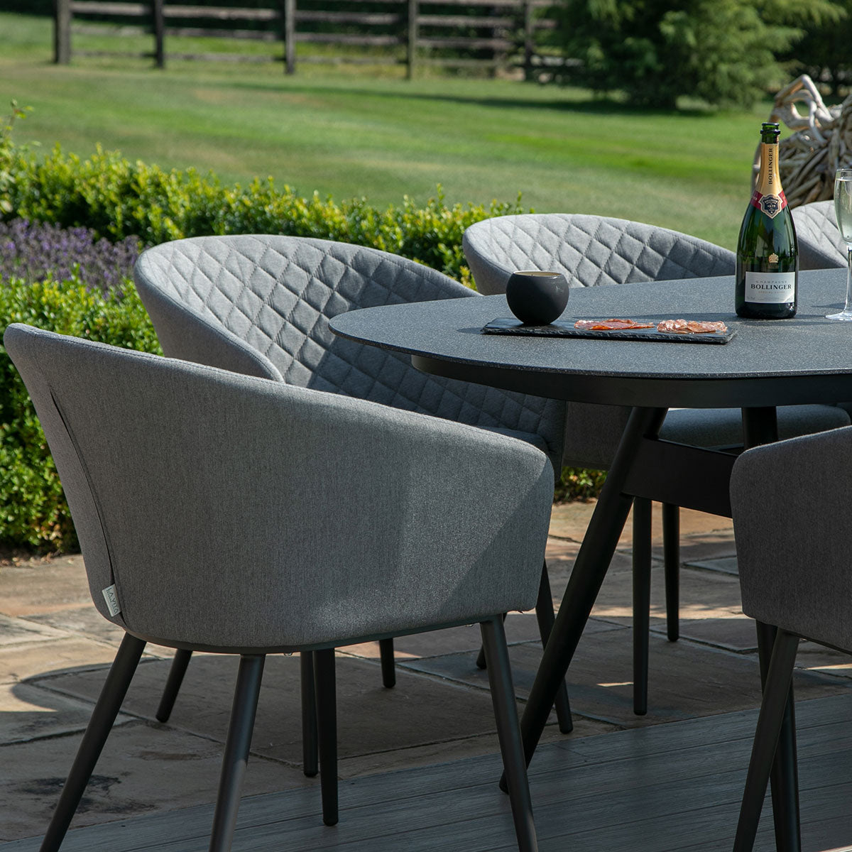 Maze - Outdoor Fabric Ambition 8 Seat Oval Dining Set - Flanelle