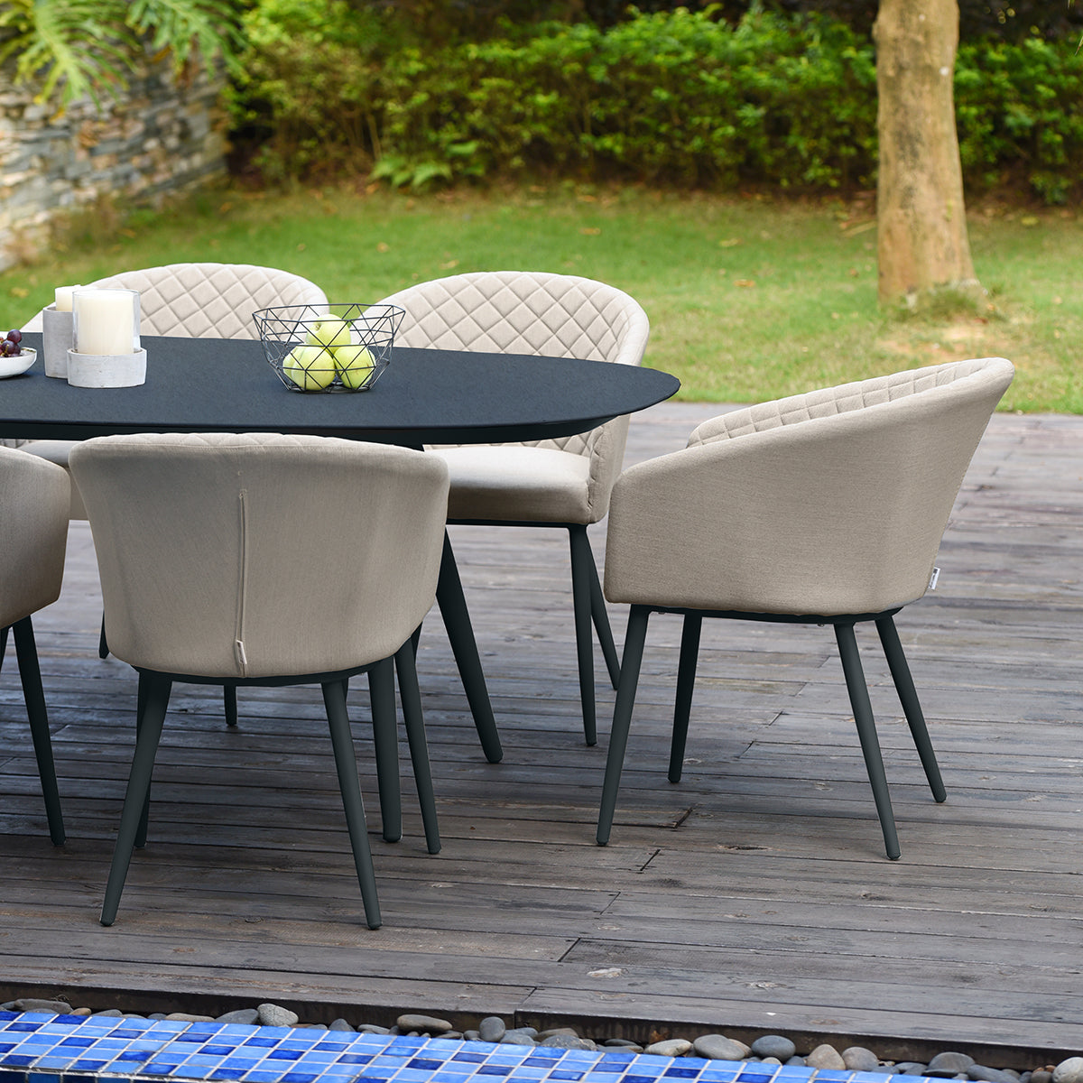 Maze - Outdoor Fabric Ambition 8 Seat Oval Dining Set - Oatmeal