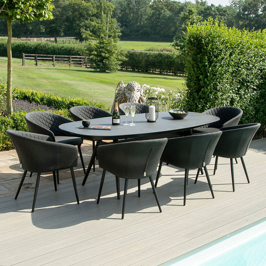 Maze - Outdoor Fabric Ambition 8 Seat Oval Dining Set - Charcoal