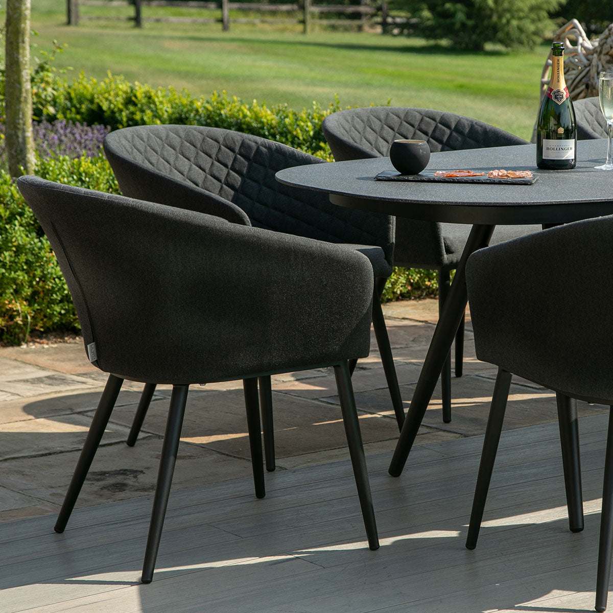 Maze - Outdoor Fabric Ambition 8 Seat Oval Dining Set - Charcoal