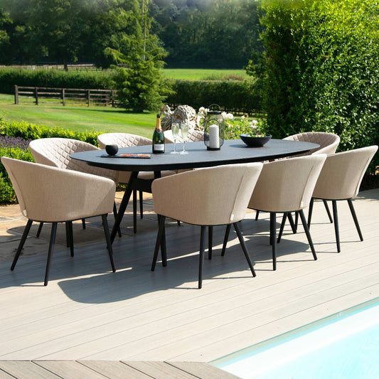 Maze - Outdoor Fabric Ambition 8 Seat Oval Dining Set - Taupe