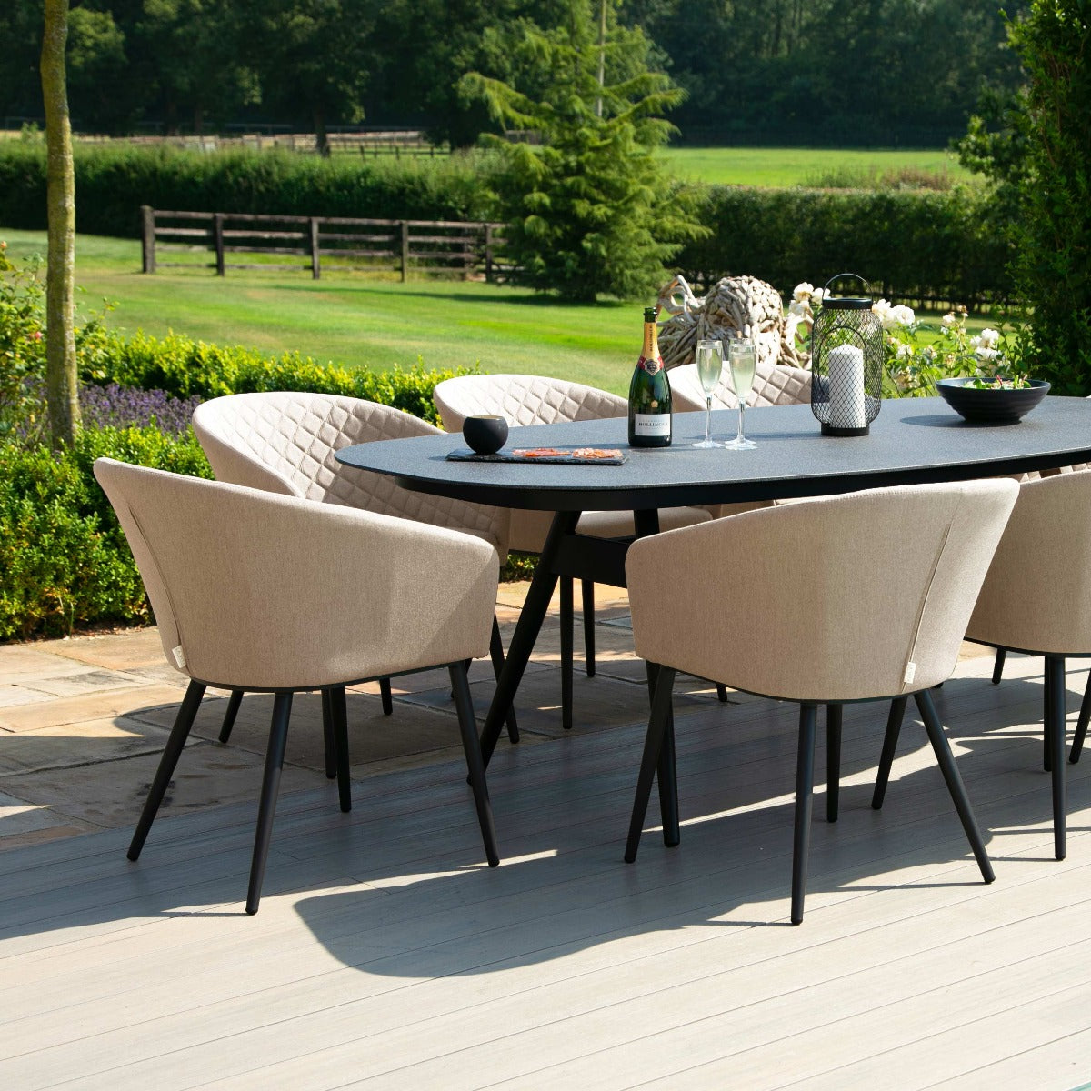 Maze - Outdoor Fabric Ambition 8 Seat Oval Dining Set - Taupe