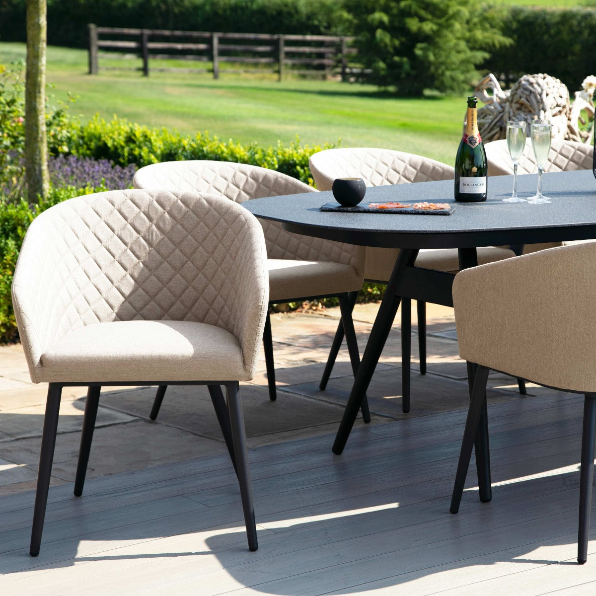 Maze - Outdoor Fabric Ambition 8 Seat Oval Dining Set - Taupe