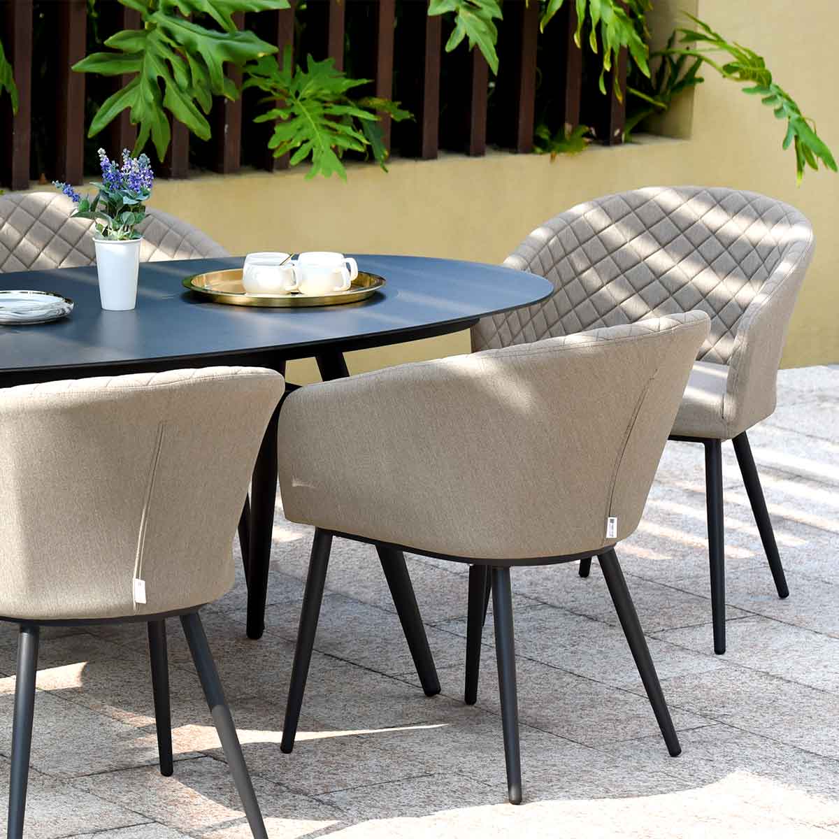 Maze - Outdoor Fabric Ambition 8 Seat Oval Dining Set - Taupe