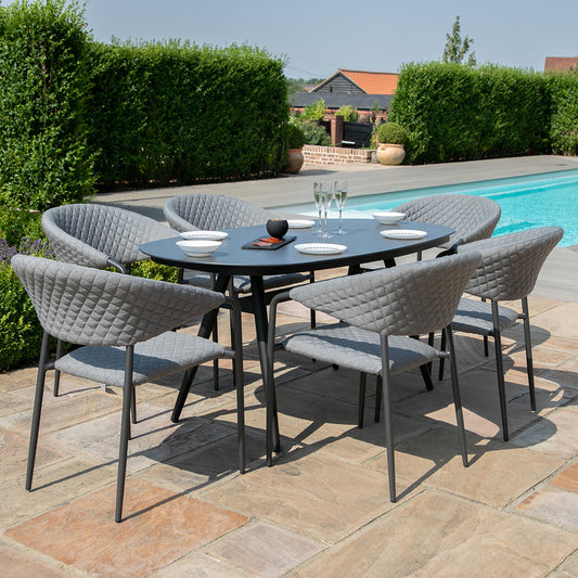 Maze - Outdoor Fabric Pebble 6 Seat Oval Dining Set - Flanelle