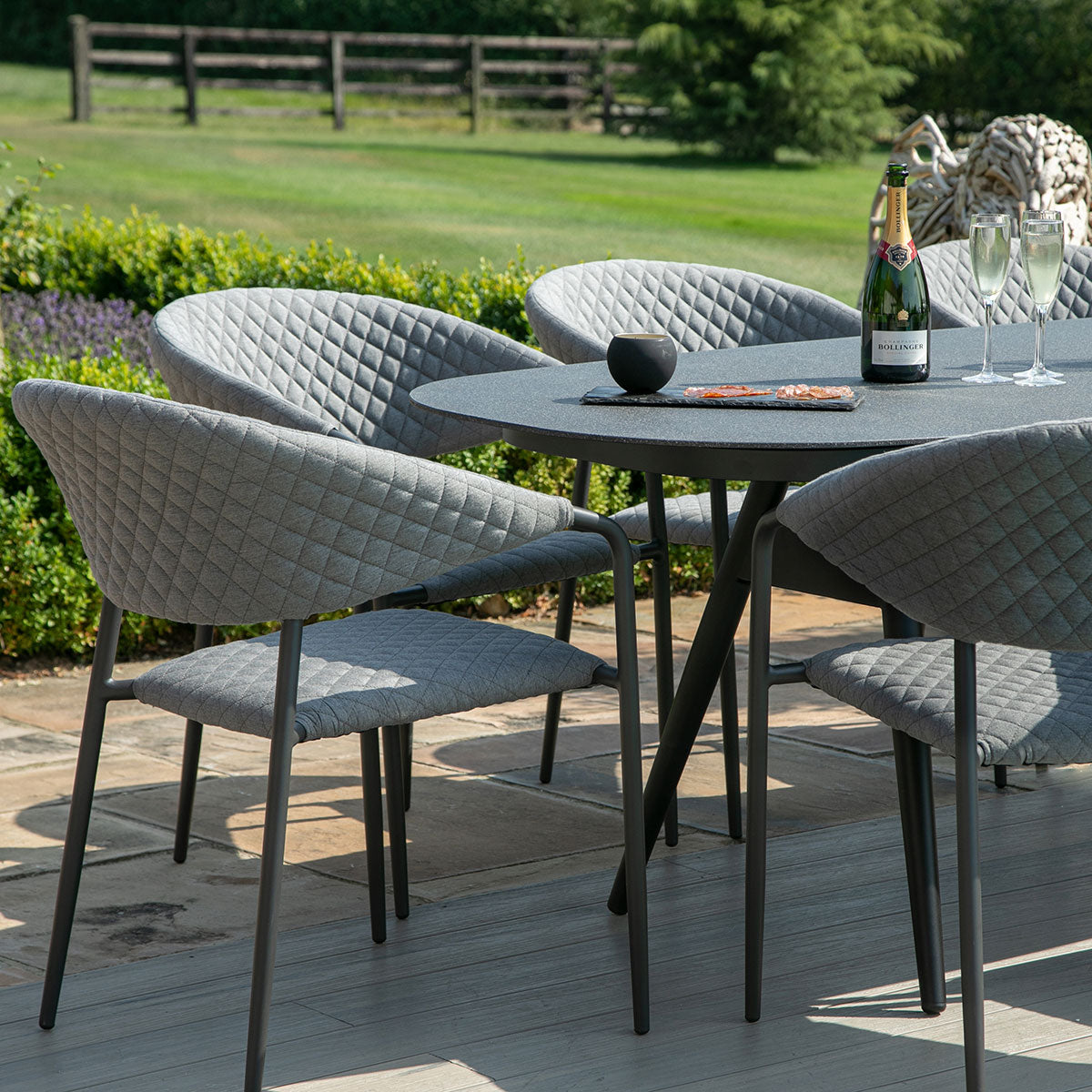 Maze - Outdoor Fabric Pebble 8 Seat Oval Dining Set - Flanelle