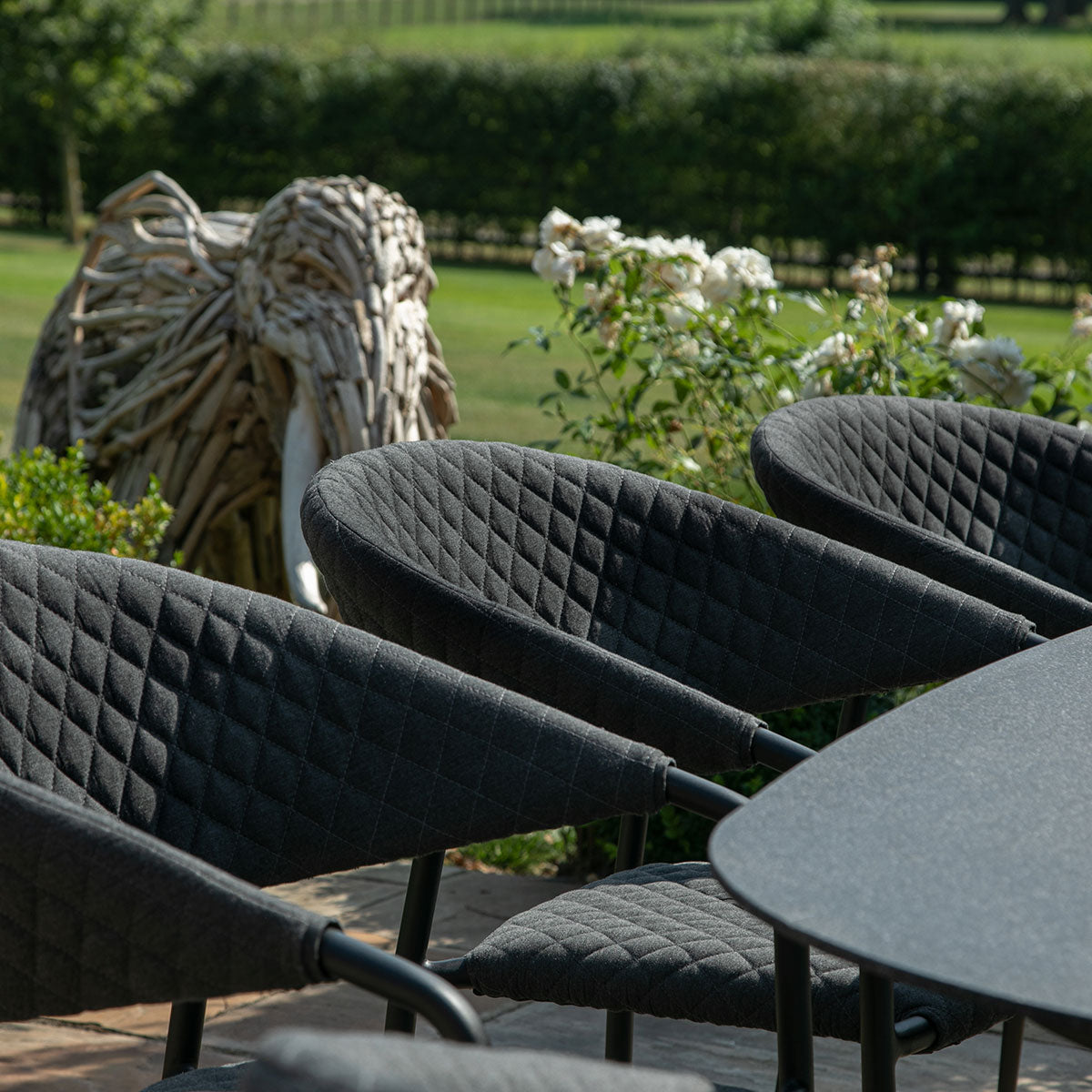 Maze - Outdoor Fabric Pebble 8 Seat Oval Dining Set - Charcoal