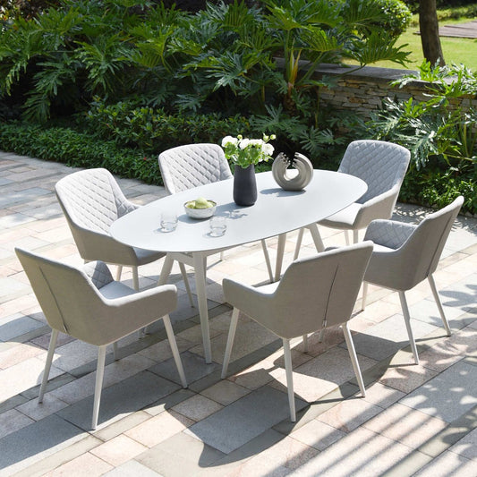 Maze - Outdoor Fabric Zest 6 Seat Oval Dining Set - Lead Chine