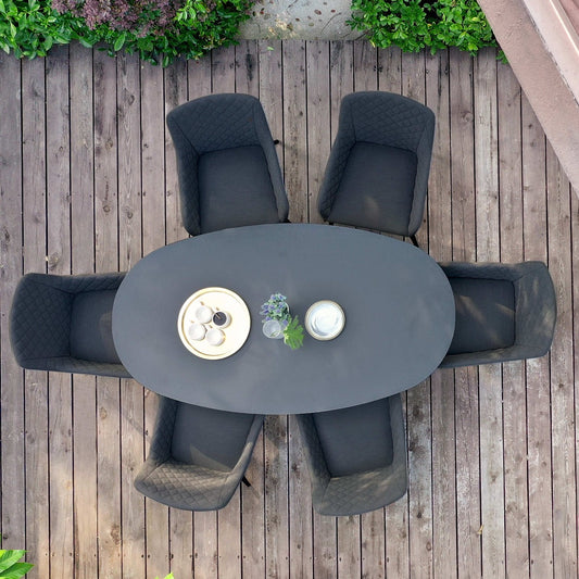 Maze - Outdoor Fabric Zest 6 Seat Oval Dining Set - Charcoal