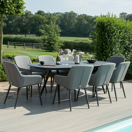 Maze - Outdoor Fabric Zest 8 Seat Oval Dining Set - Flanelle