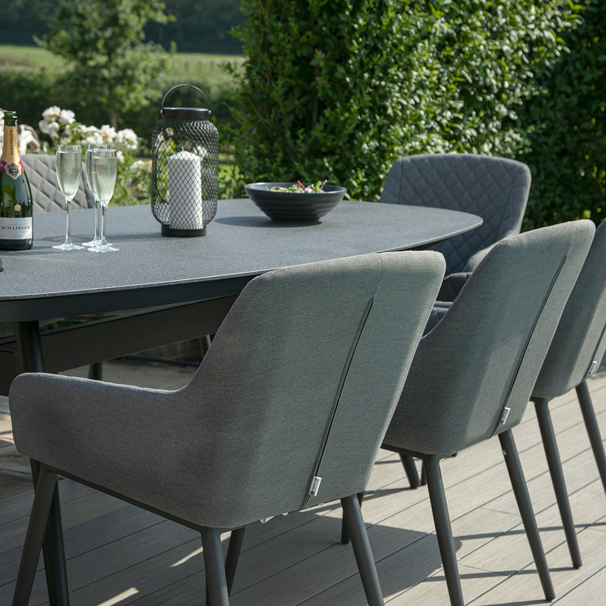 Maze - Outdoor Fabric Zest 8 Seat Oval Dining Set - Flanelle