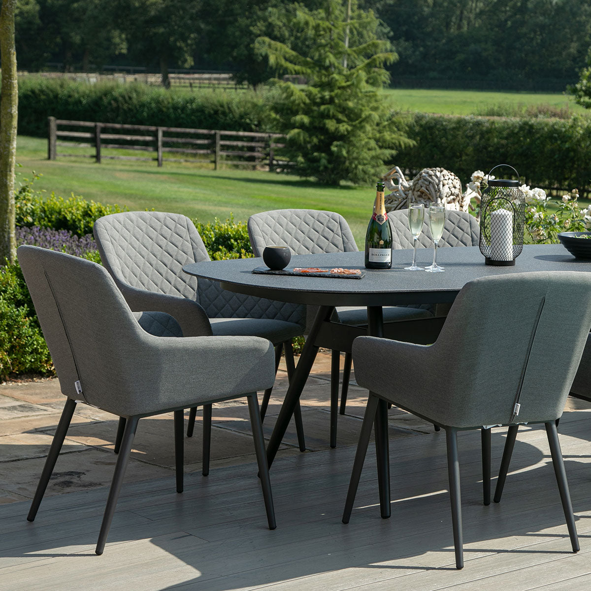 Maze - Outdoor Fabric Zest 8 Seat Oval Dining Set - Flanelle