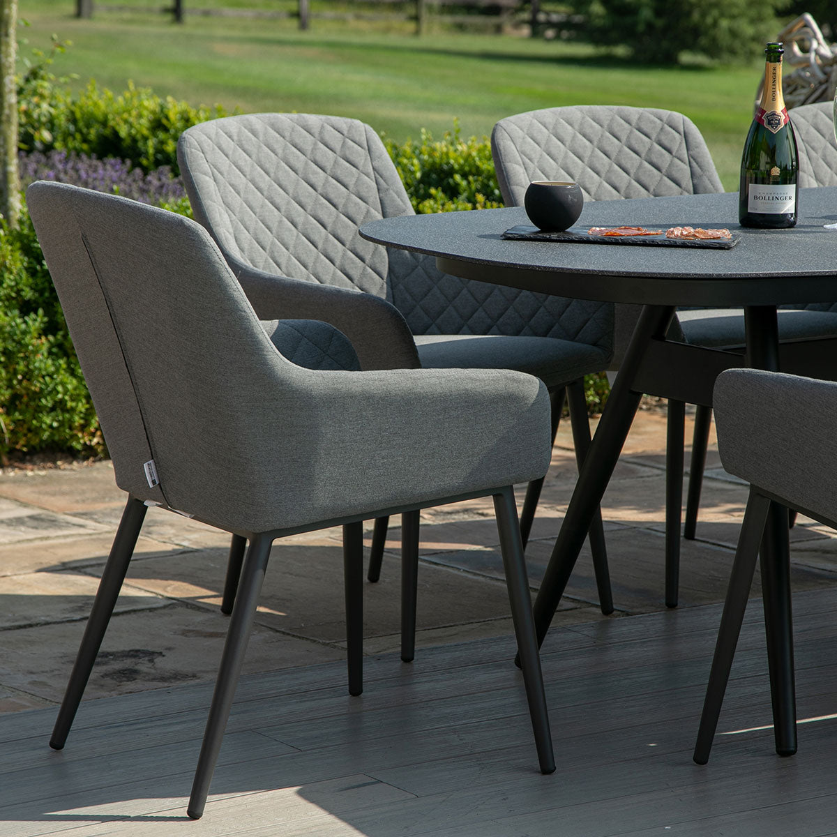 Maze - Outdoor Fabric Zest 8 Seat Oval Dining Set - Flanelle