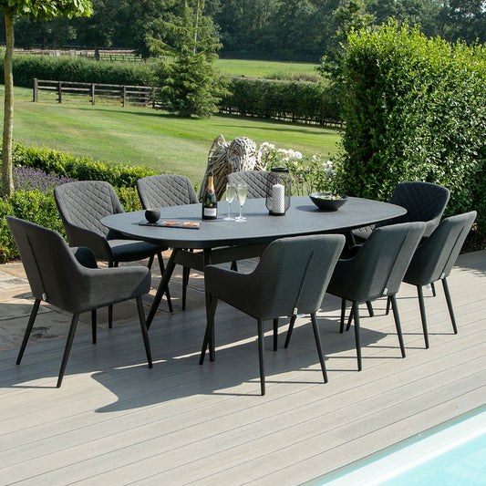 Maze - Outdoor Fabric Zest 8 Seat Oval Dining Set - Charcoal