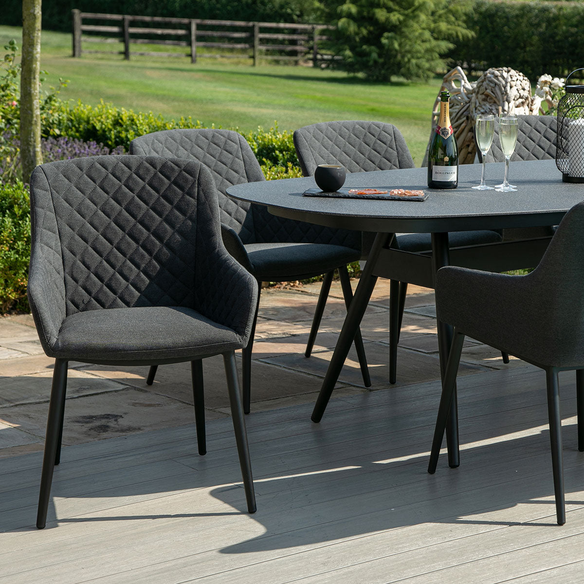 Maze - Outdoor Fabric Zest 8 Seat Oval Dining Set - Charcoal