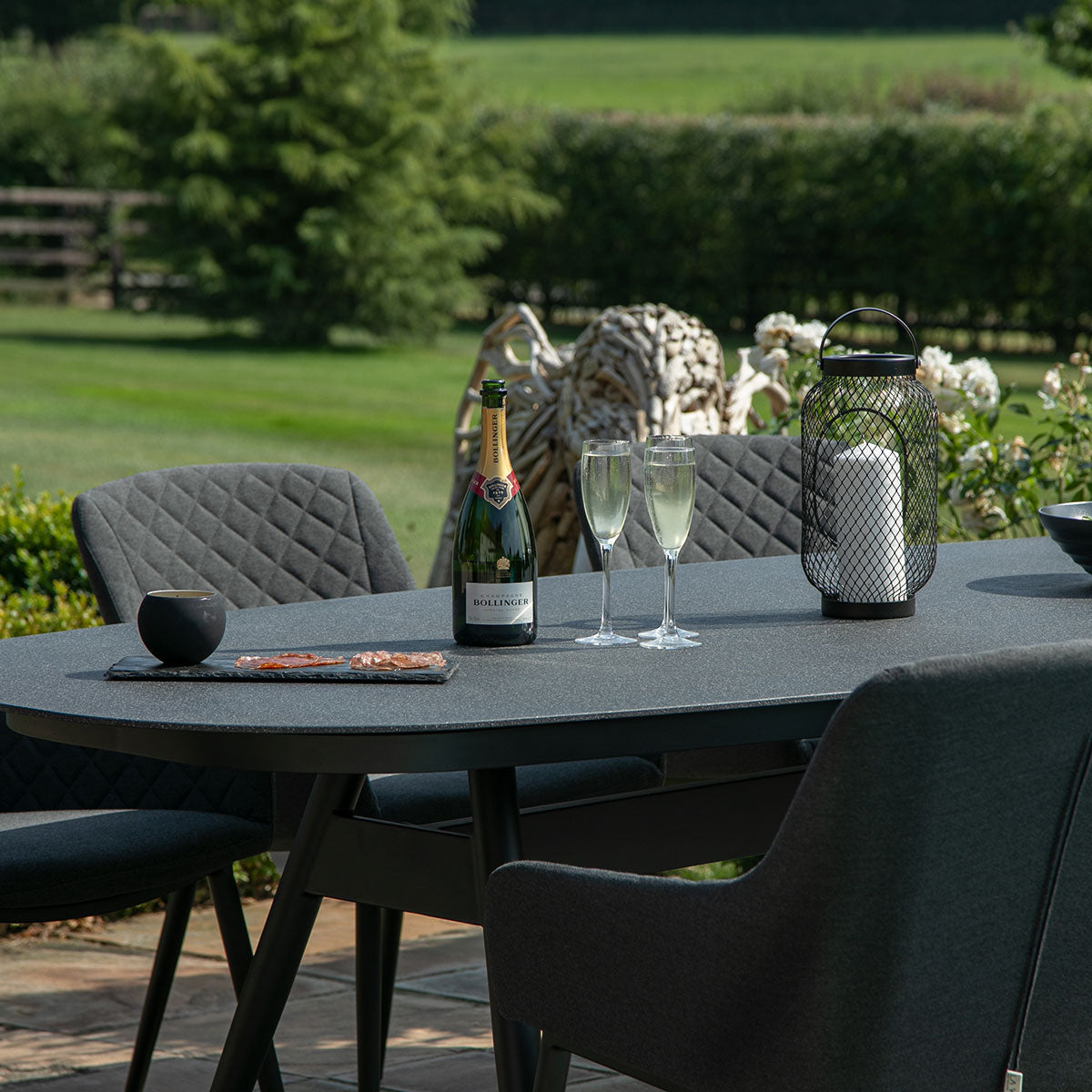 Maze - Outdoor Fabric Zest 8 Seat Oval Dining Set - Charcoal