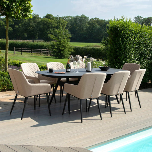 Maze - Outdoor Fabric Zest 8 Seat Oval Dining Set - Taupe