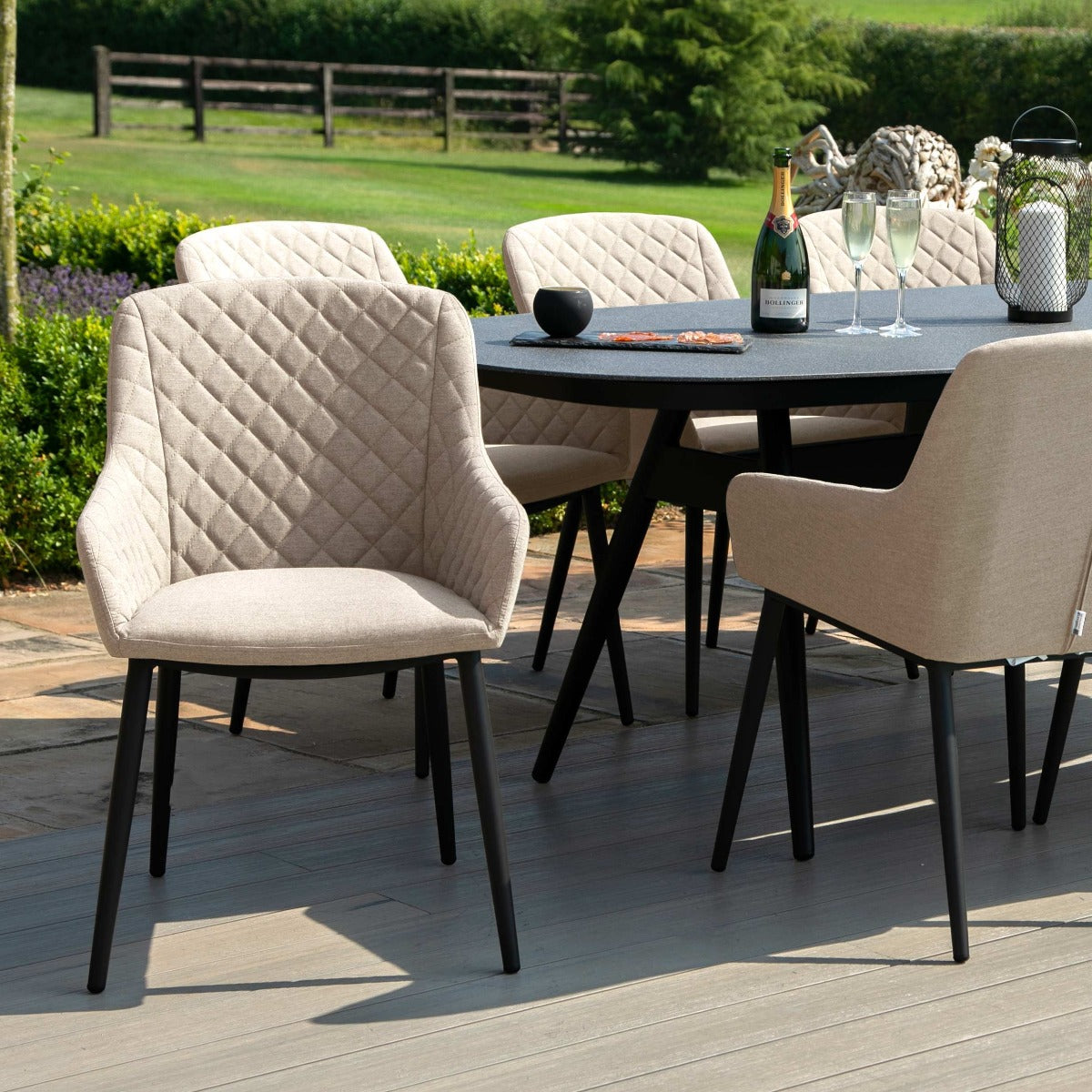 Maze - Outdoor Fabric Zest 8 Seat Oval Dining Set - Taupe