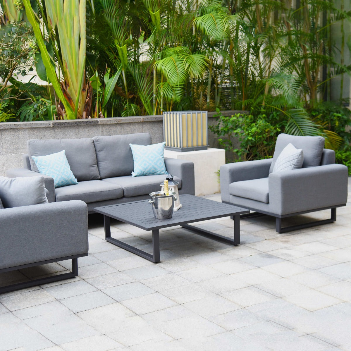 Maze - Outdoor Fabric Ethos 2 Seat Sofa Set - Flanelle