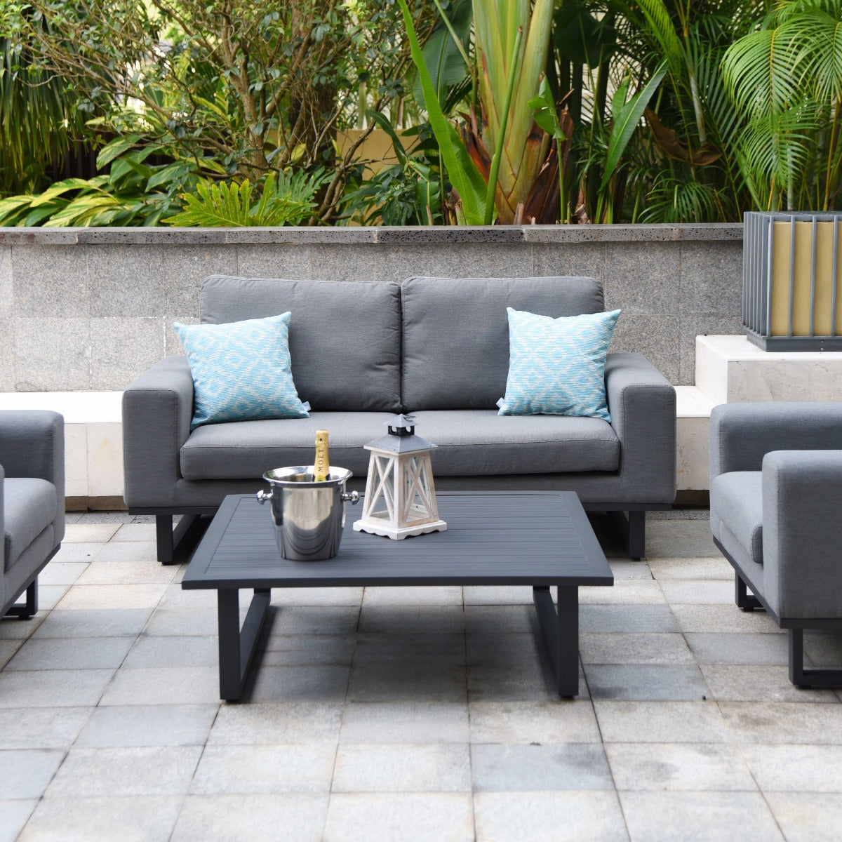 Maze - Outdoor Fabric Ethos 2 Seat Sofa Set - Flanelle