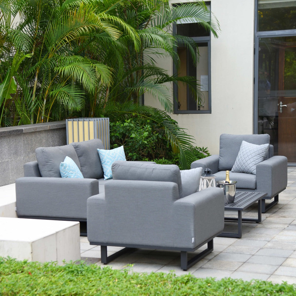 Maze - Outdoor Fabric Ethos 2 Seat Sofa Set - Flanelle