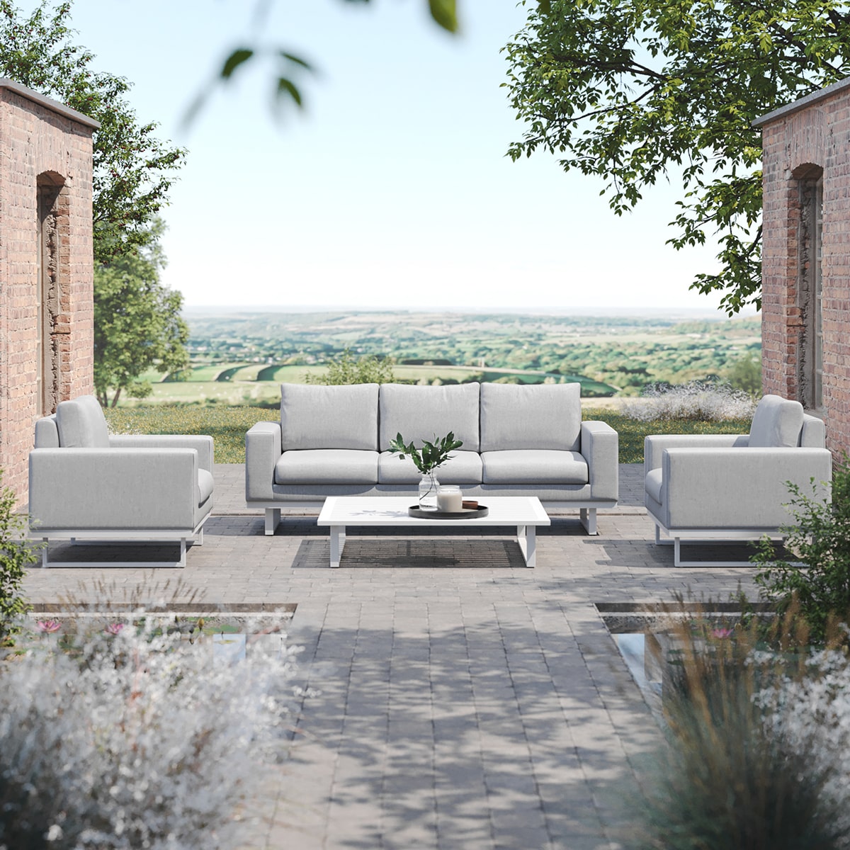 Maze - Outdoor Fabric Ethos 2 Seat Sofa Set - Lead Chine