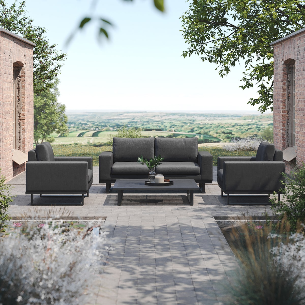 Maze - Outdoor Fabric Ethos 2 Seat Sofa Set - Charcoal