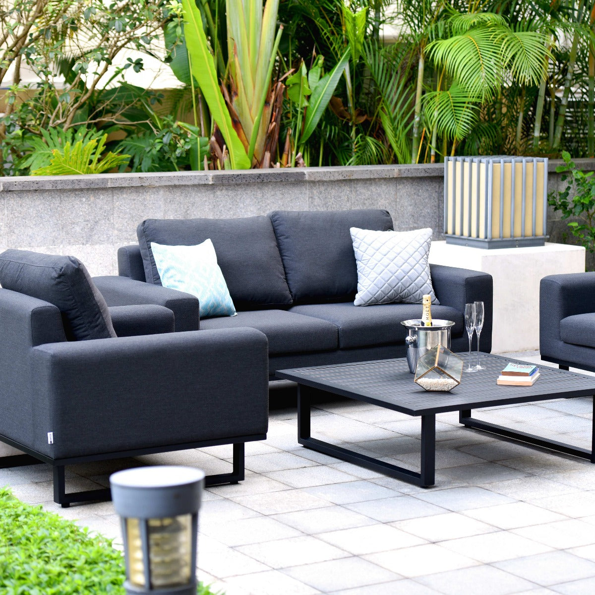 Maze - Outdoor Fabric Ethos 2 Seat Sofa Set - Charcoal