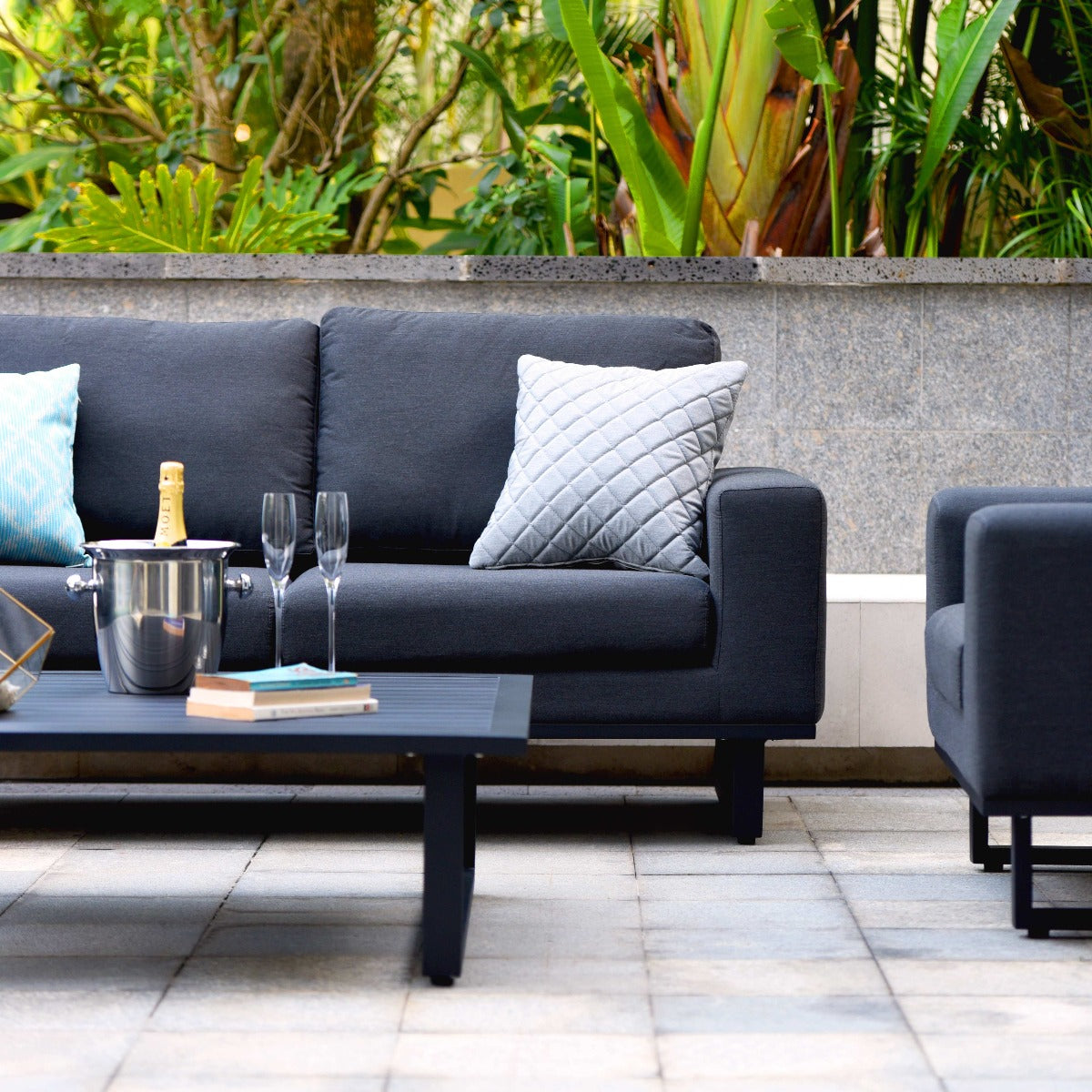 Maze - Outdoor Fabric Ethos 2 Seat Sofa Set - Charcoal