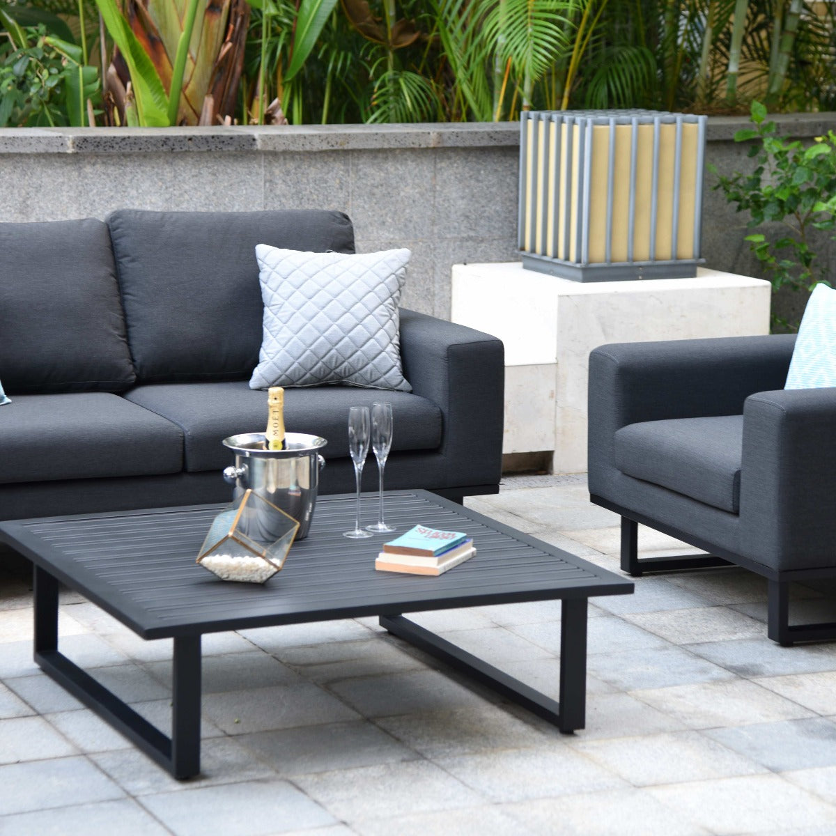 Maze - Outdoor Fabric Ethos 2 Seat Sofa Set - Charcoal