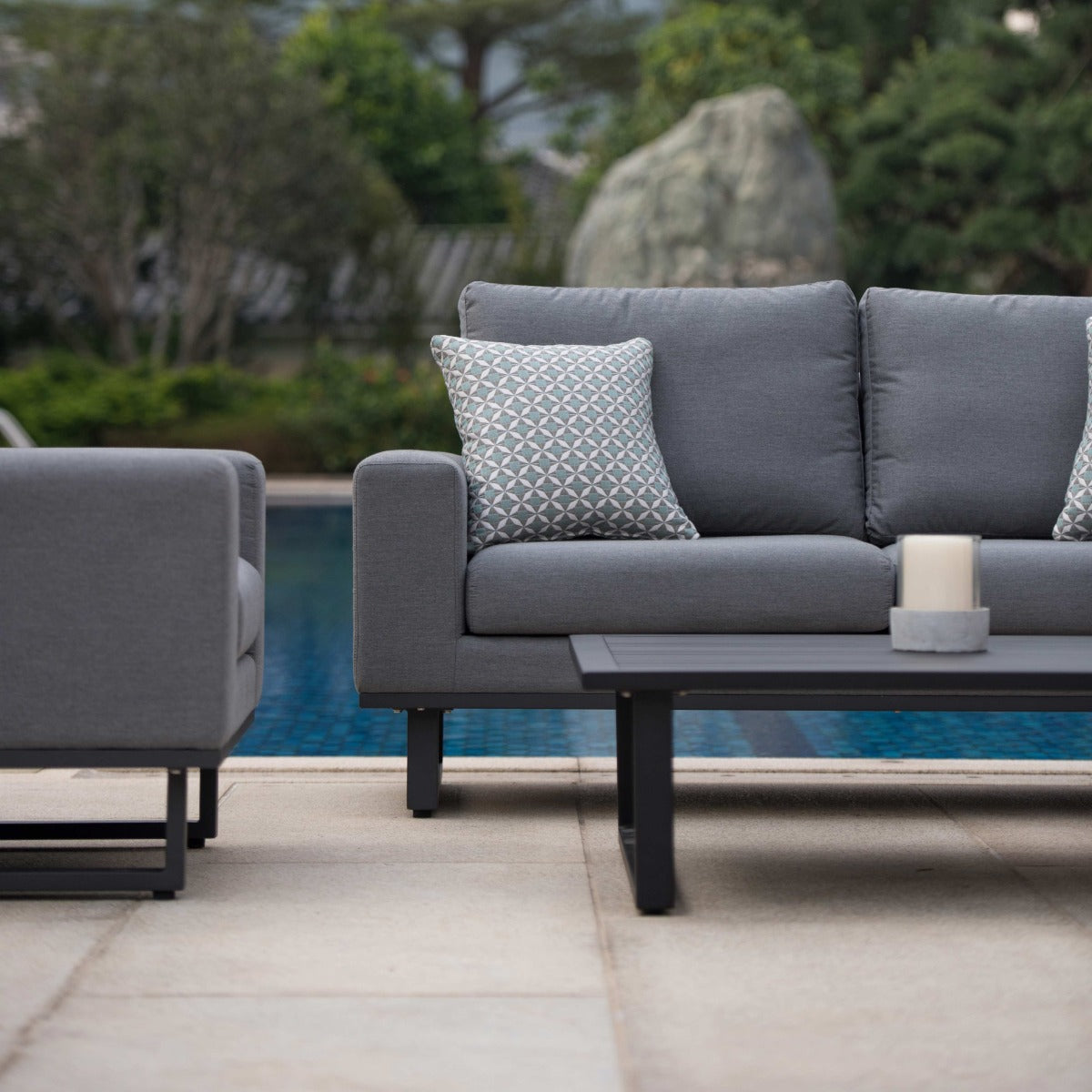 Maze - Outdoor Fabric Ethos 3 Seat Sofa Set - Flanelle