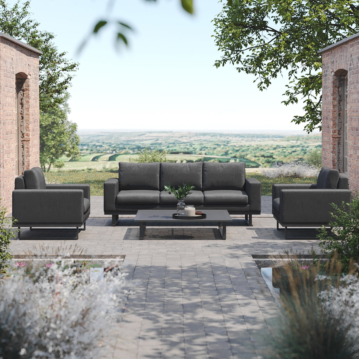 Maze - Outdoor Fabric Ethos 3 Seat Sofa Set - Charcoal