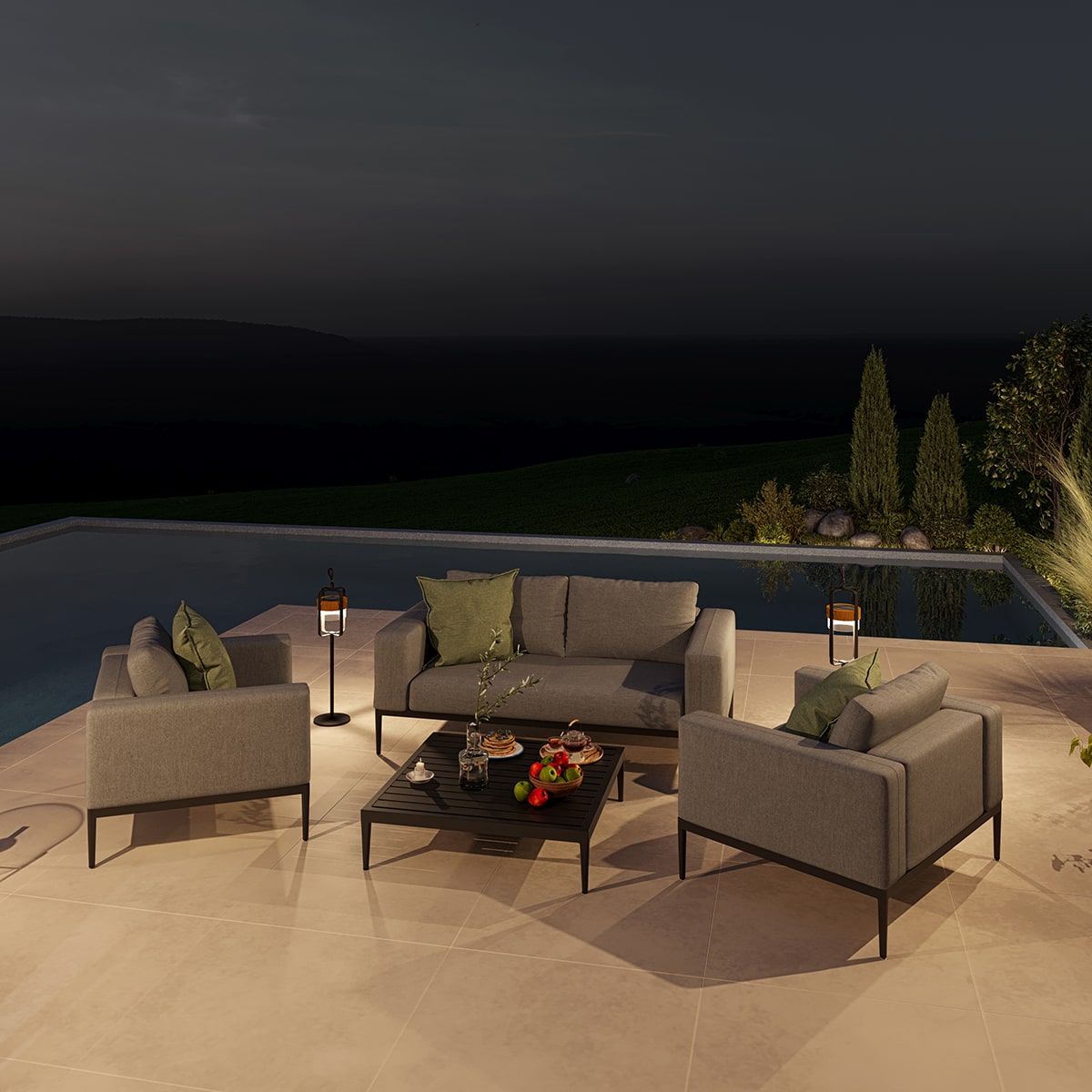 Maze - Outdoor Fabric Eve 2 Seat Sofa Set - Flanelle