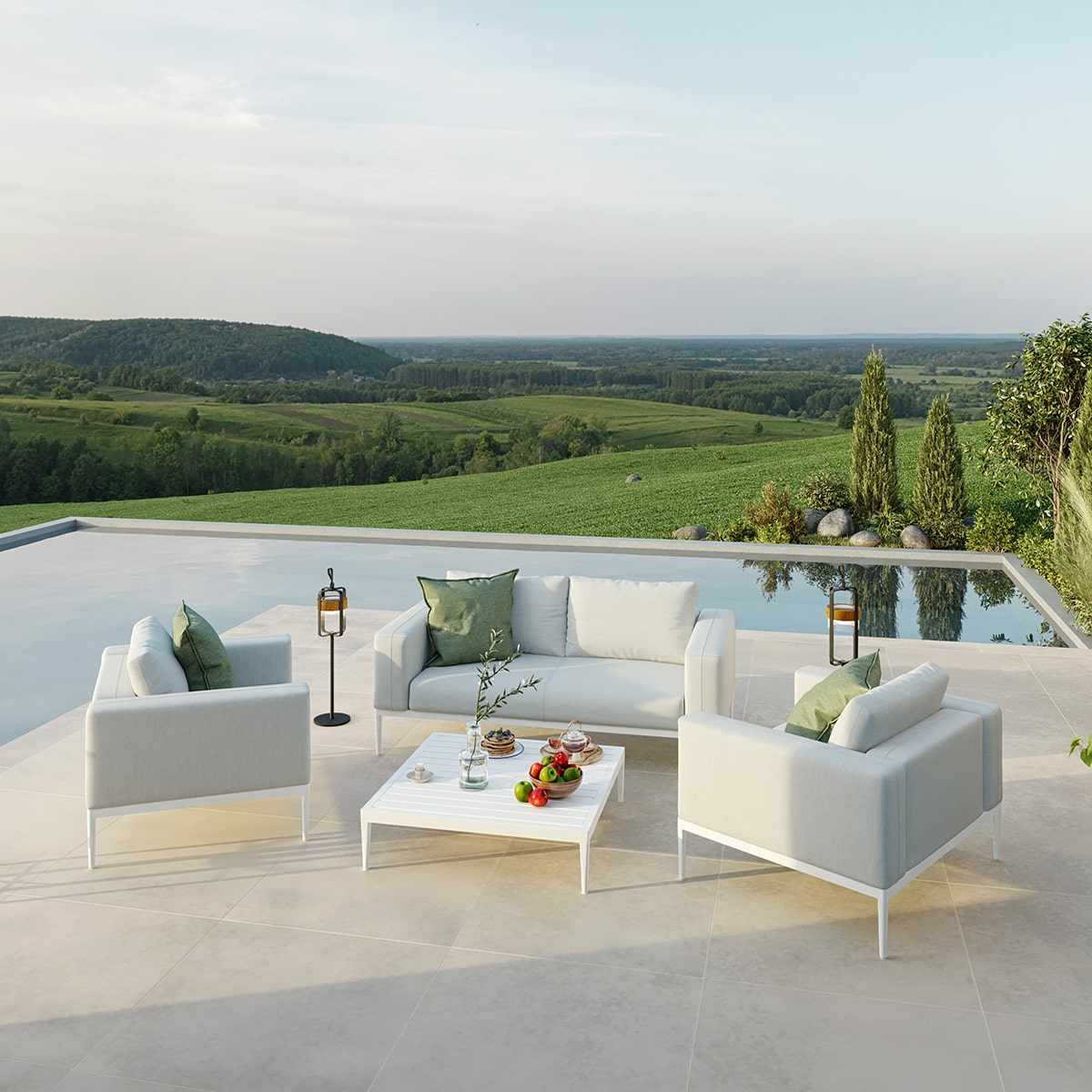 Maze - Outdoor Fabric Eve 2 Seat Sofa Set - Lead Chine