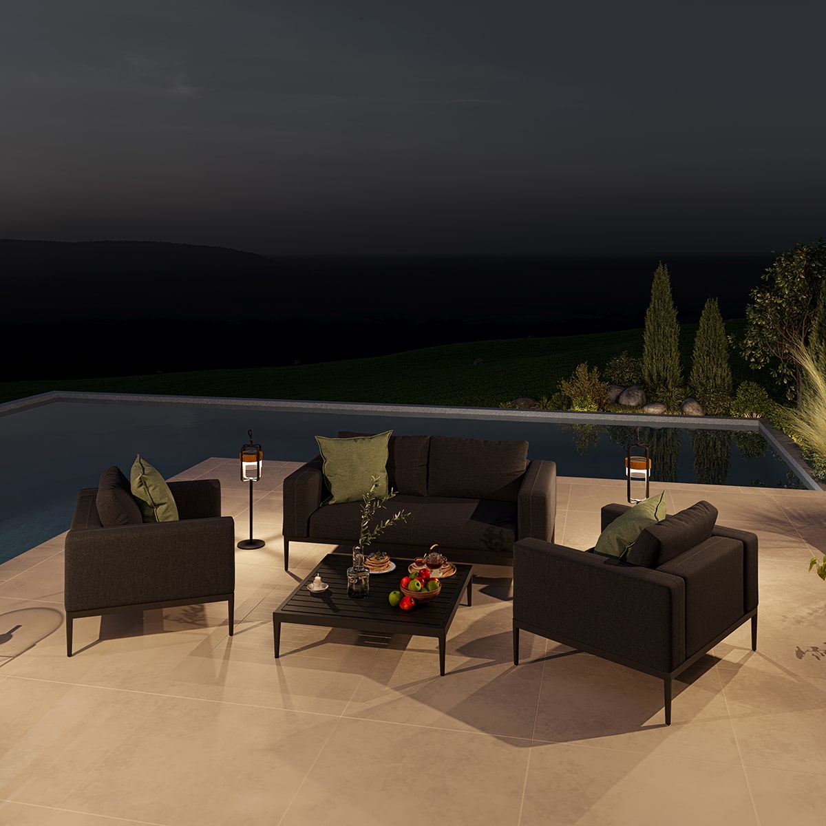 Maze - Outdoor Fabric Eve 2 Seat Sofa Set - Charcoal