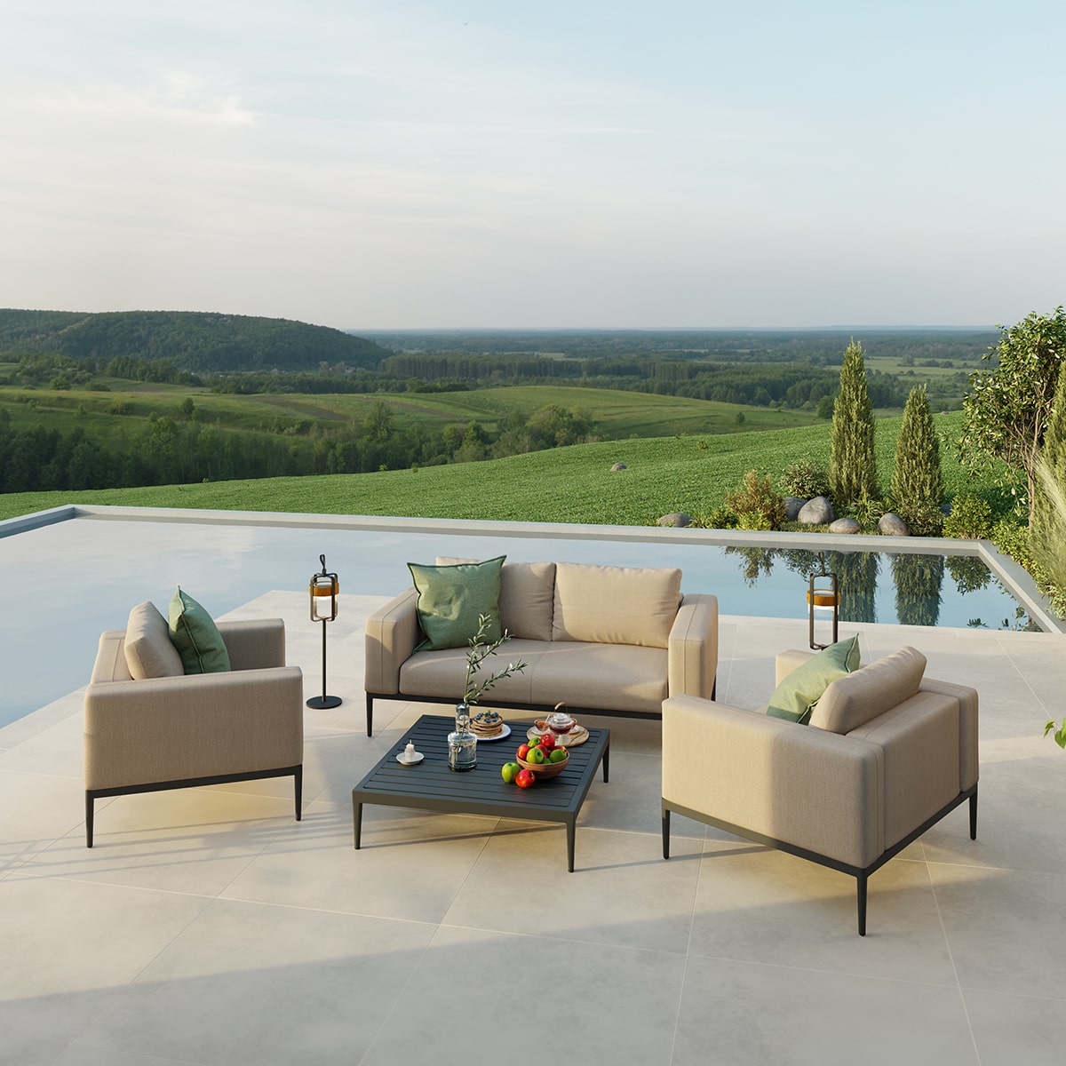 Maze - Outdoor Fabric Eve 2 Seat Sofa Set - Taupe