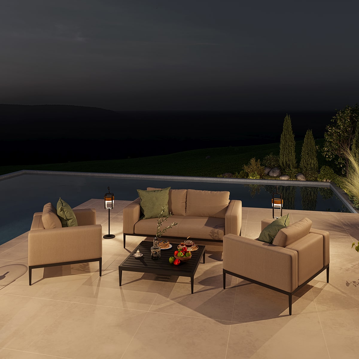 Maze - Outdoor Fabric Eve 2 Seat Sofa Set - Taupe