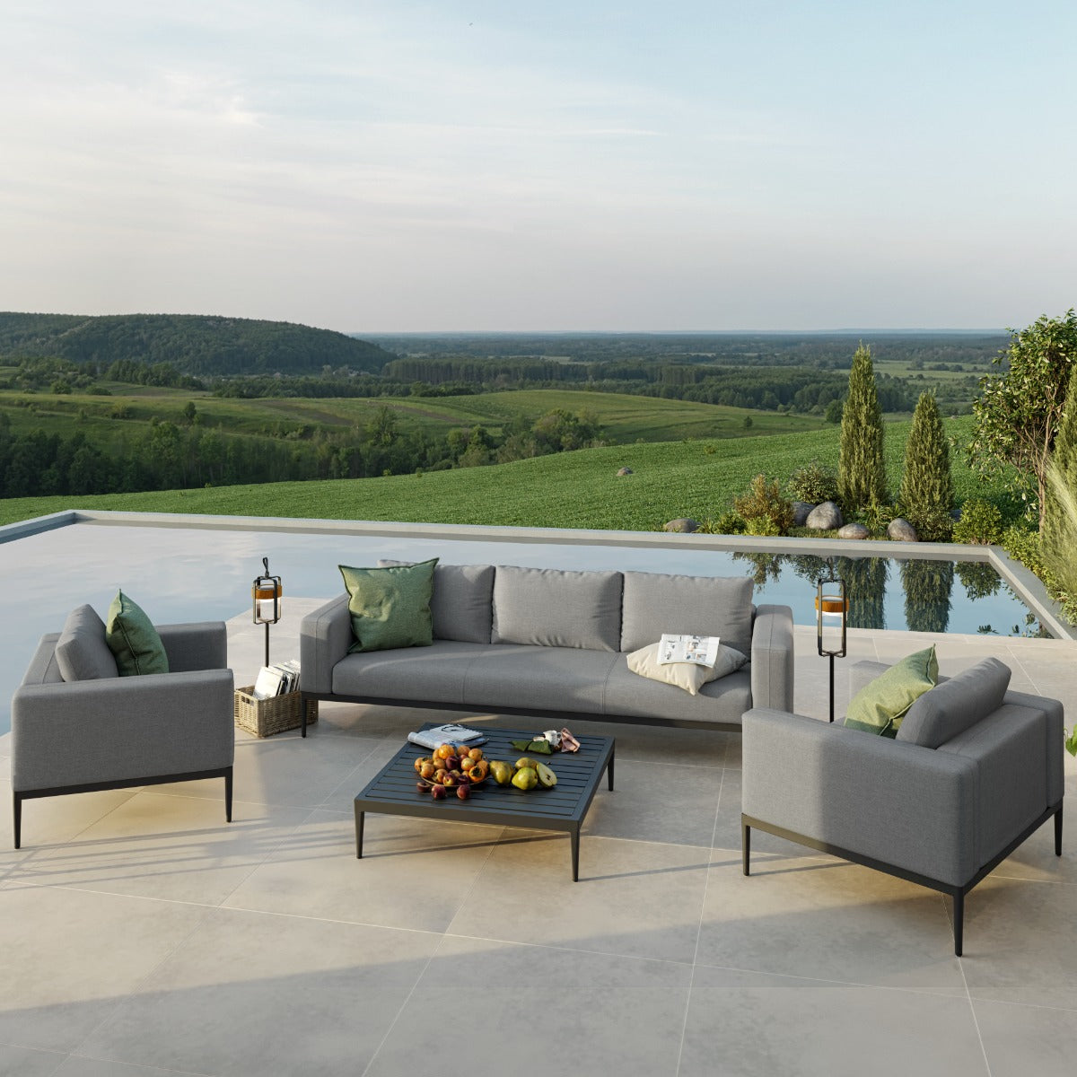 Maze - Outdoor Fabric Eve 3 Seat Sofa Set - Flanelle