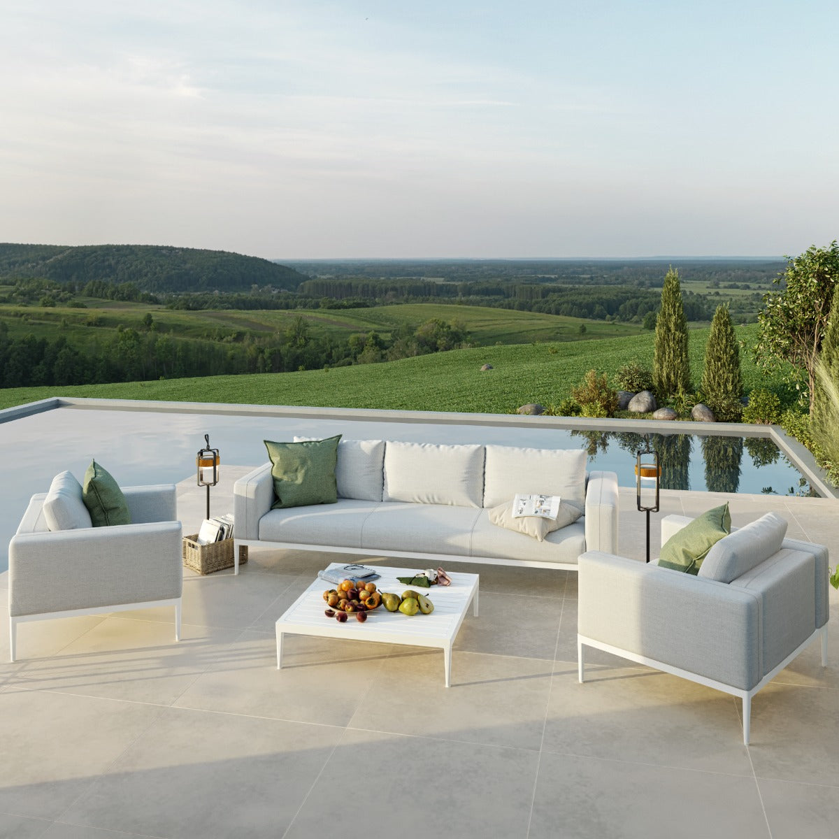 Maze - Outdoor Fabric Eve 3 Seat Sofa Set - Lead Chine