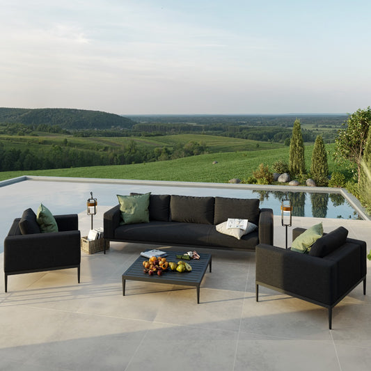 Maze - Outdoor Fabric Eve 3 Seat Sofa Set - Charcoal