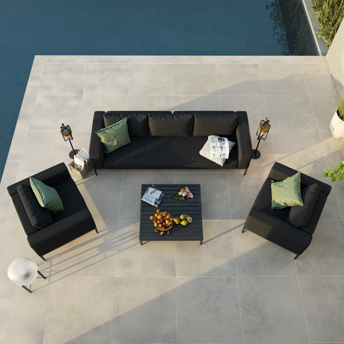 Maze - Outdoor Fabric Eve 3 Seat Sofa Set - Charcoal