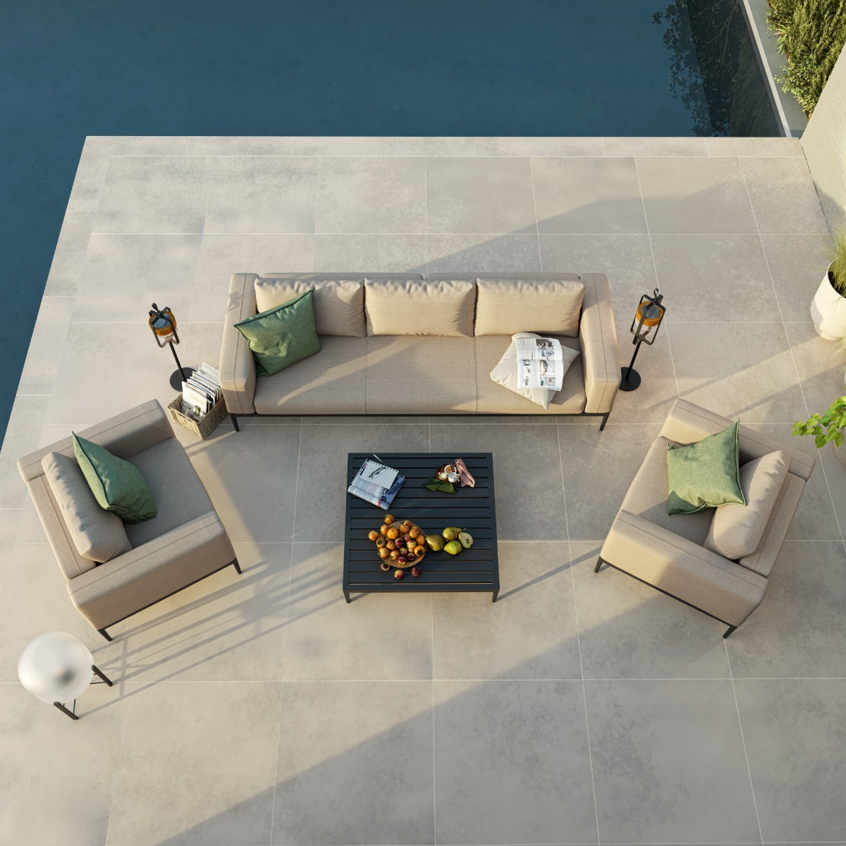 Maze - Outdoor Fabric Eve 3 Seat Sofa Set - Taupe