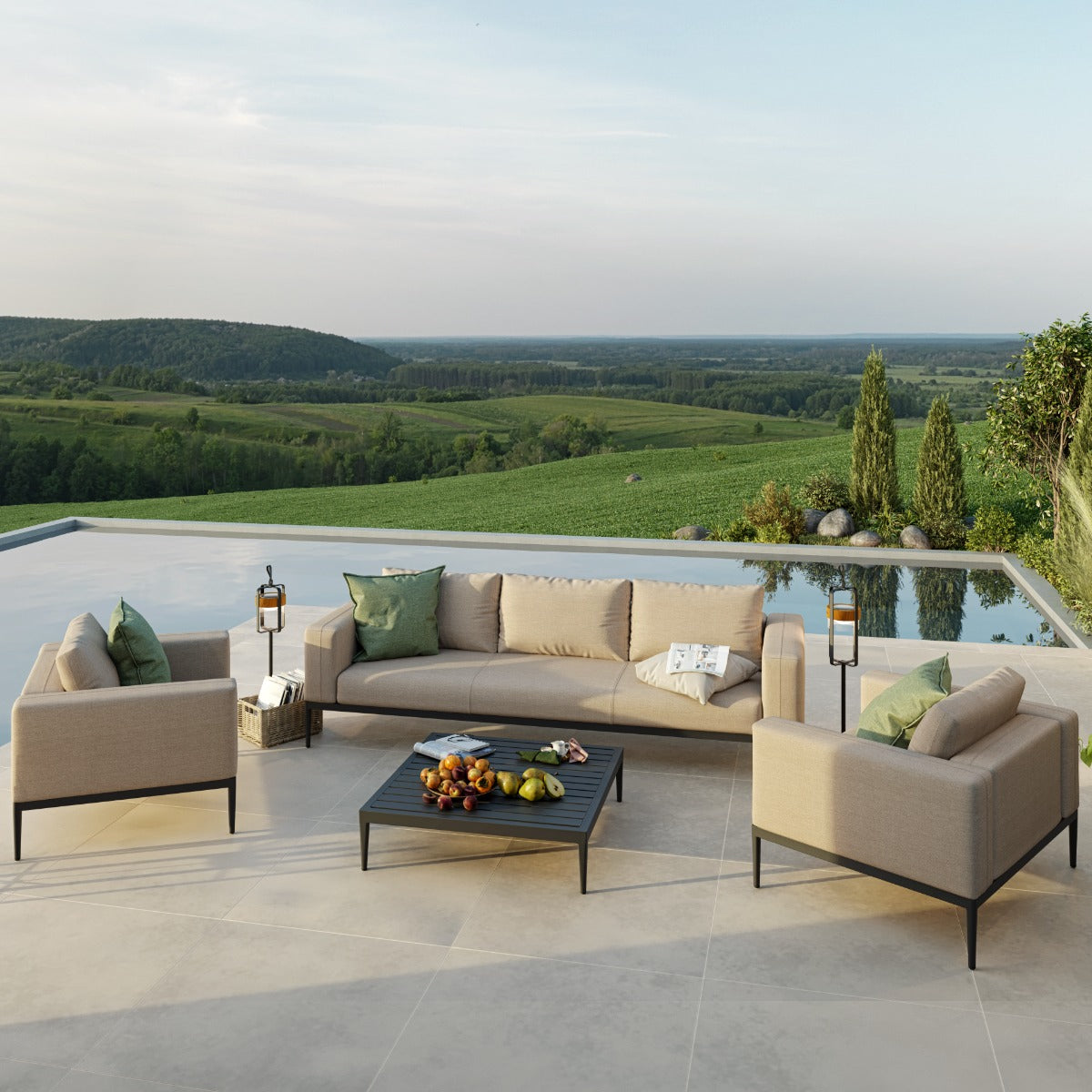 Maze - Outdoor Fabric Eve 3 Seat Sofa Set - Taupe