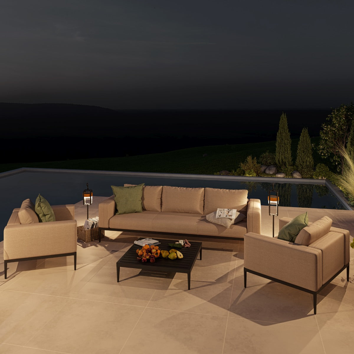 Maze - Outdoor Fabric Eve 3 Seat Sofa Set - Taupe