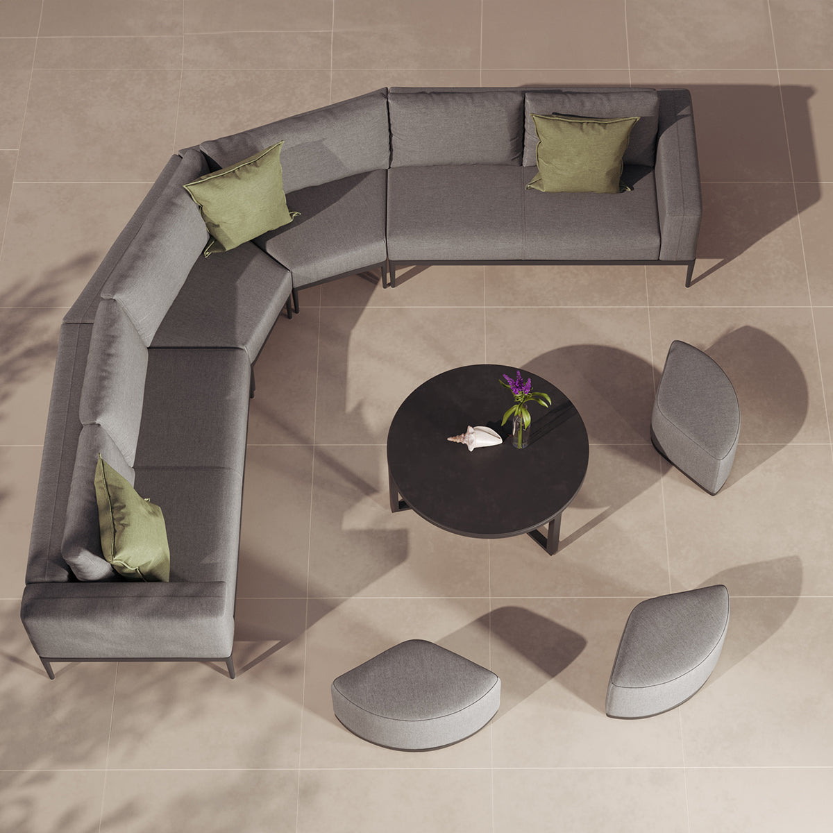 Maze - Outdoor Fabric Grande Corner Sofa Set  - Flanelle