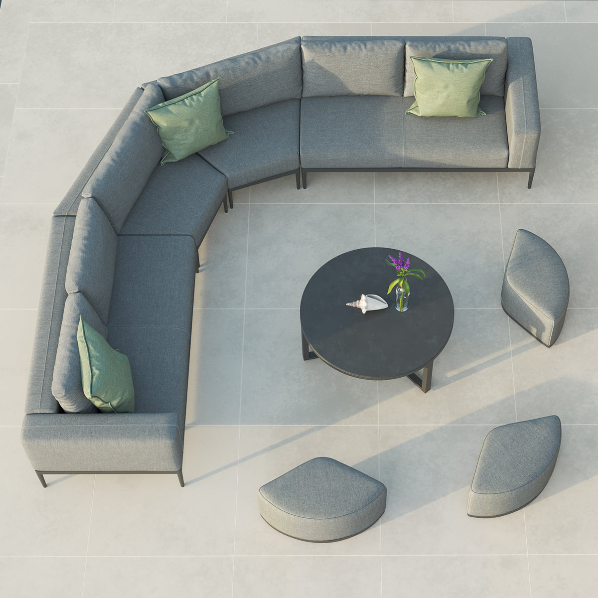Maze - Outdoor Fabric Grande Corner Sofa Set  - Flanelle