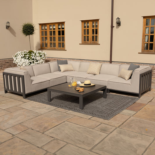 Maze - Outdoor Fabric Ibiza Medium Corner Sofa Set With Square Coffee Table - Oatmeal