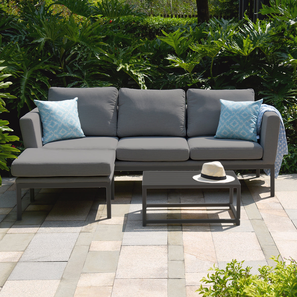 Maze - Outdoor Fabric Pulse Chaise Sofa Set - Flanelle