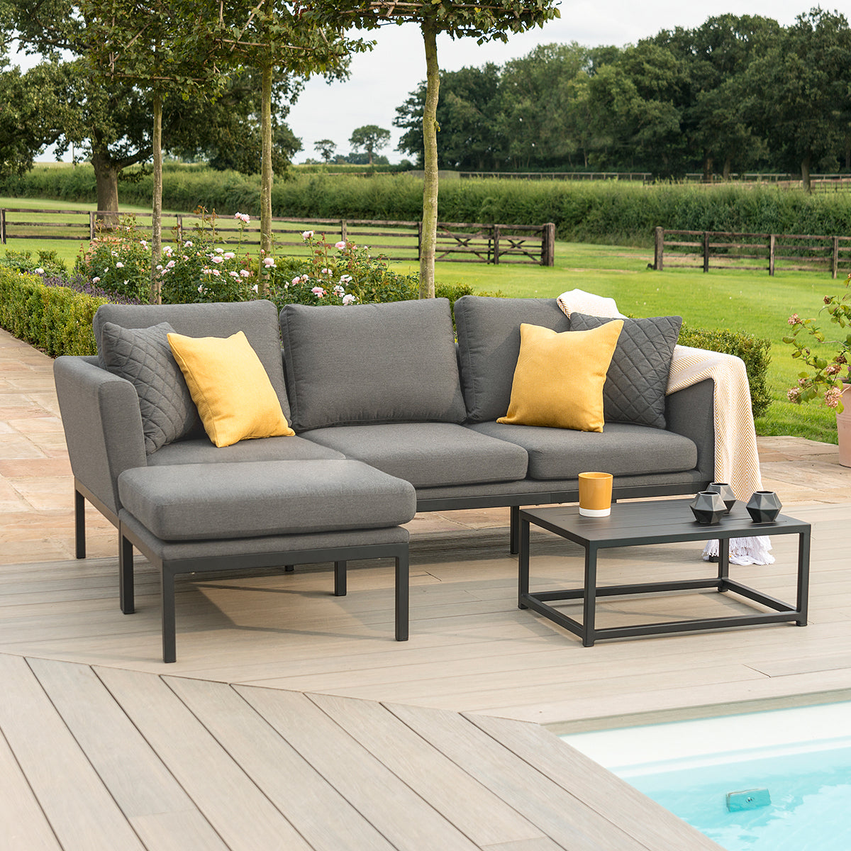 Maze - Outdoor Fabric Pulse Chaise Sofa Set - Flanelle